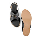 Harper Cross-Strap Black Comfort Sandle - Lino Perros