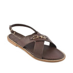 Harper Cross-Strap Brown Comfort Sandle - Lino Perros