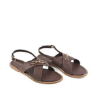 Harper Cross-Strap Brown Comfort Sandle - Lino Perros