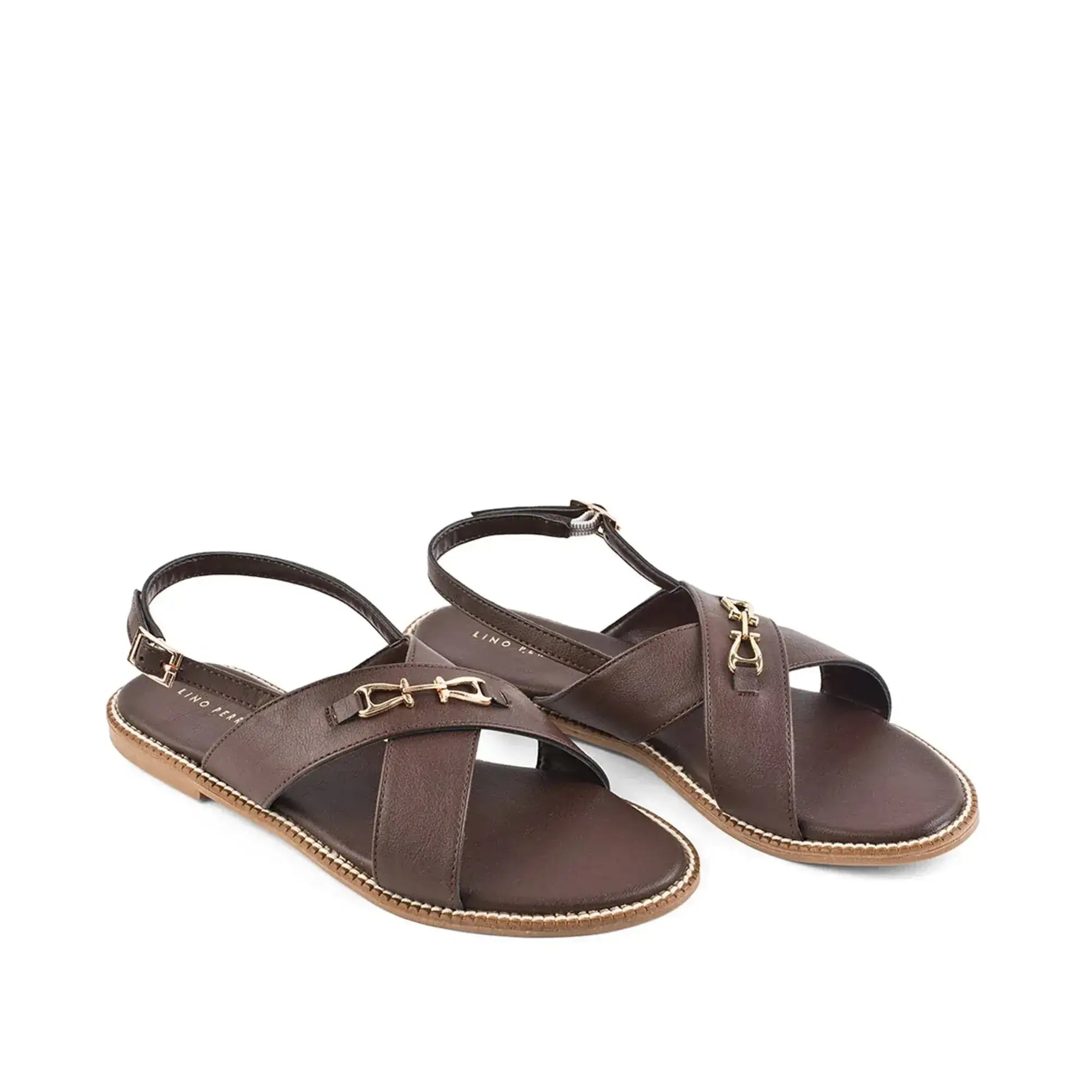 Harper Cross-Strap Brown Comfort Sandle - Lino Perros