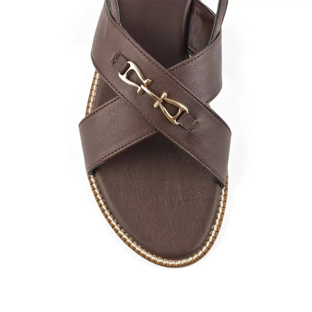 Harper Cross-Strap Brown Comfort Sandle - Lino Perros