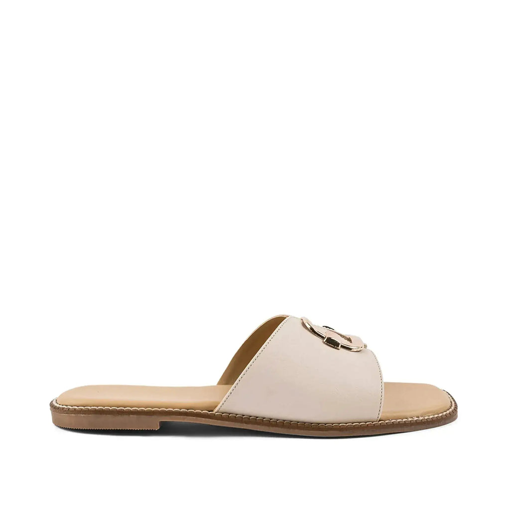 Harper Buckle Beige Comfort Flats - Lino Perros