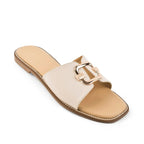Harper Buckle Beige Comfort Flats - Lino Perros