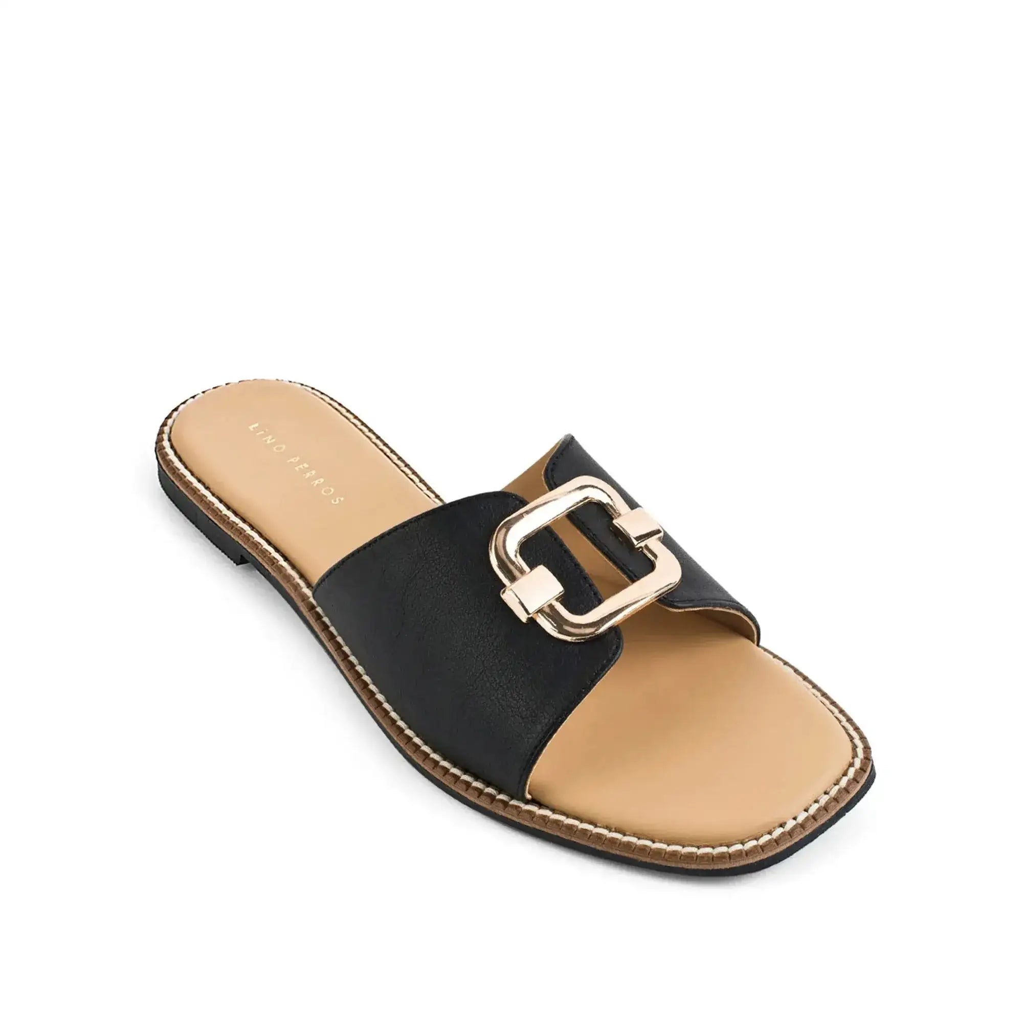 Harper Buckle Black Comfort Flats - Lino Perros
