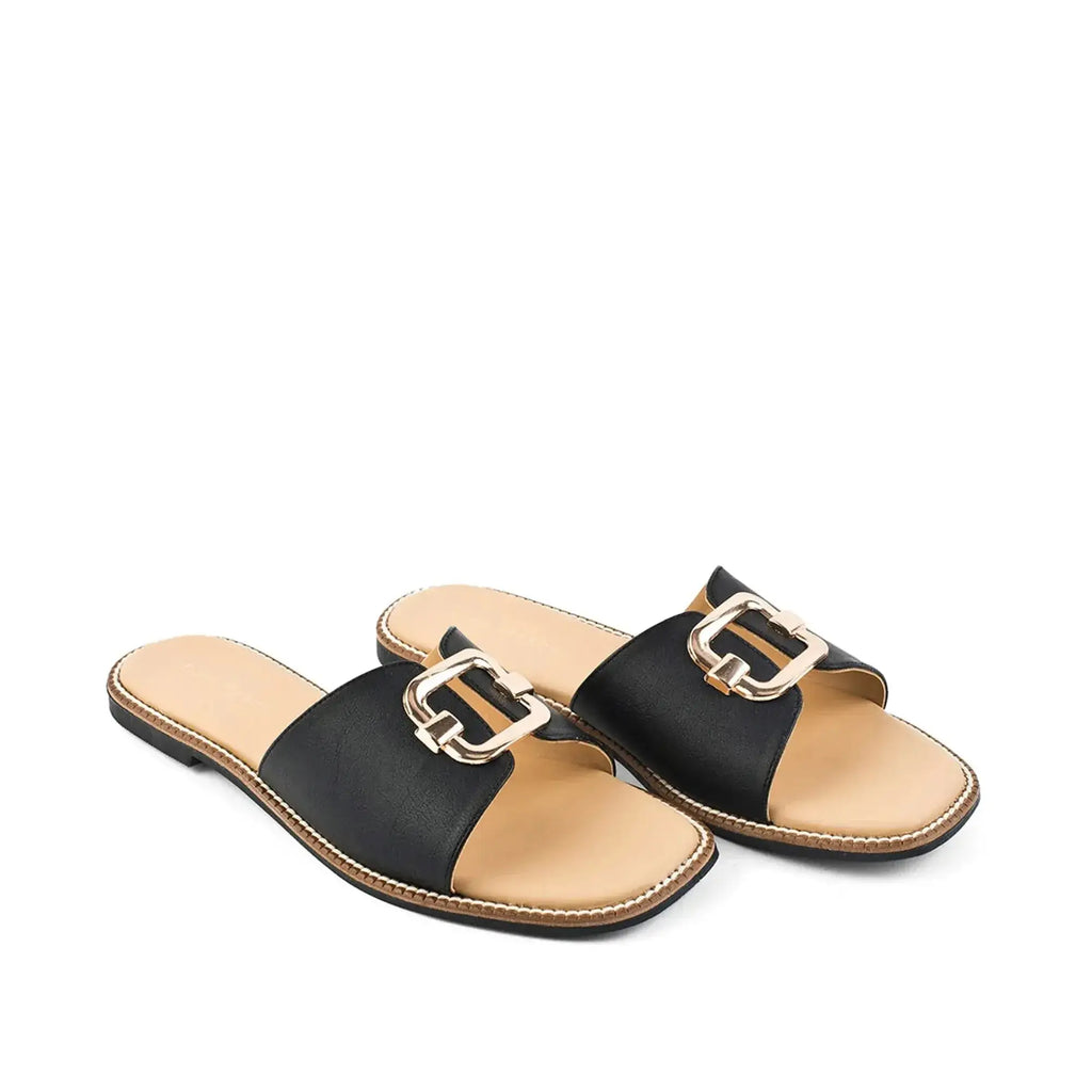 Harper Buckle Black Comfort Flats - Lino Perros