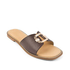 Harper Buckle Brown Comfort Flats - Lino Perros