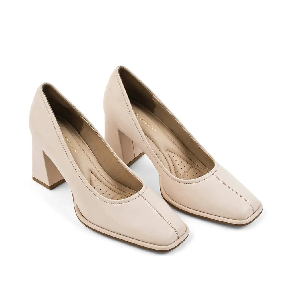 Gabbana Classic Everyday Beige Block Heels - Lino Perros