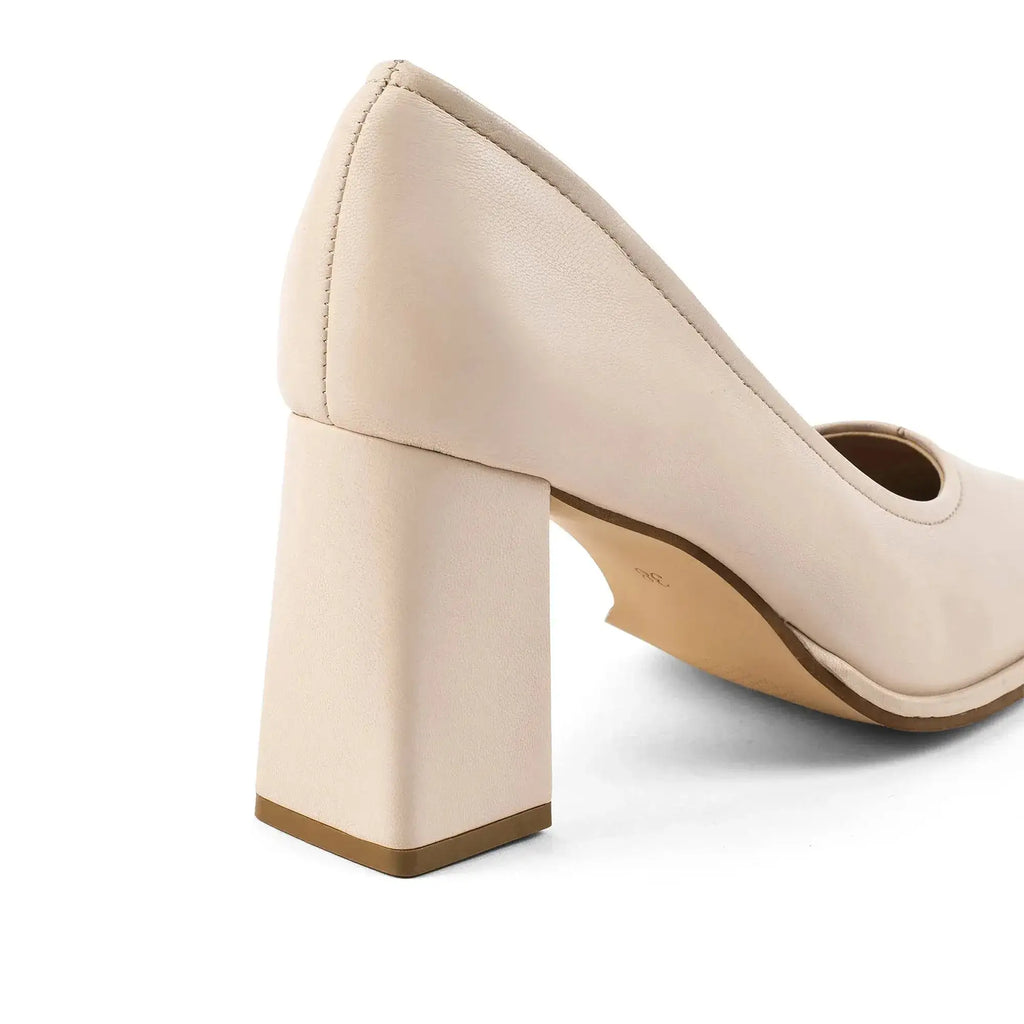 Gabbana Classic Everyday Beige Block Heels - Lino Perros