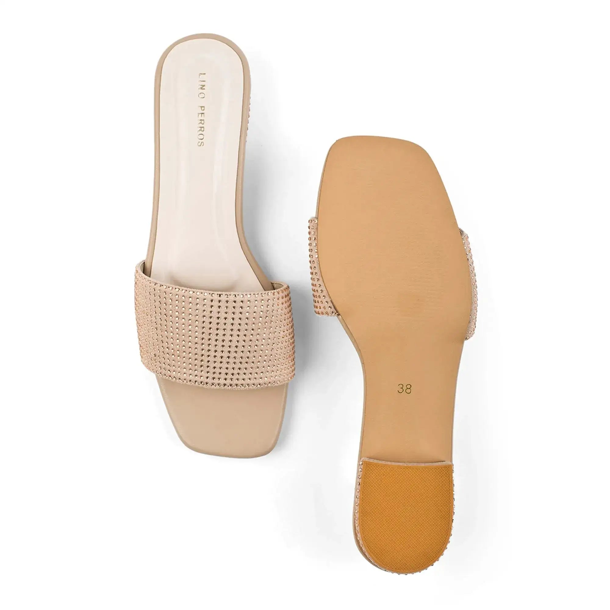 Gabbana Glam Embellished Nude Flats - Lino Perros