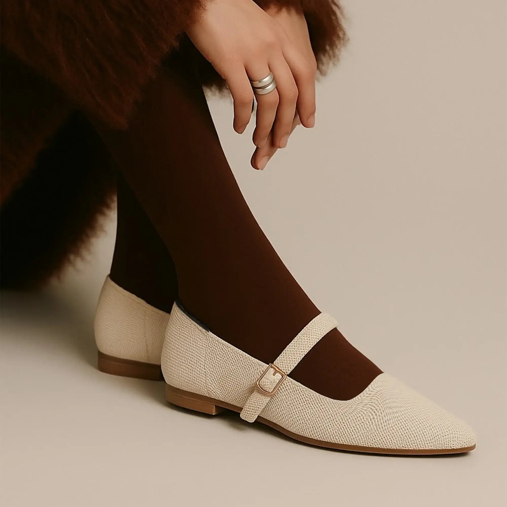 Hepburn Ada Off-White Flats - Lino Perros