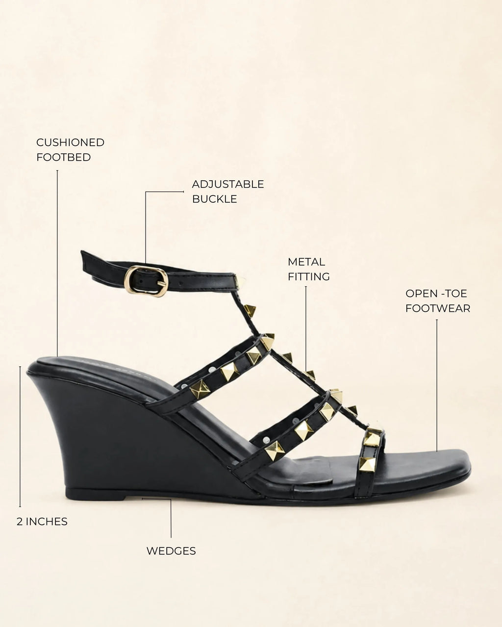 Lopez Poise Black Wedges - Lino Perros