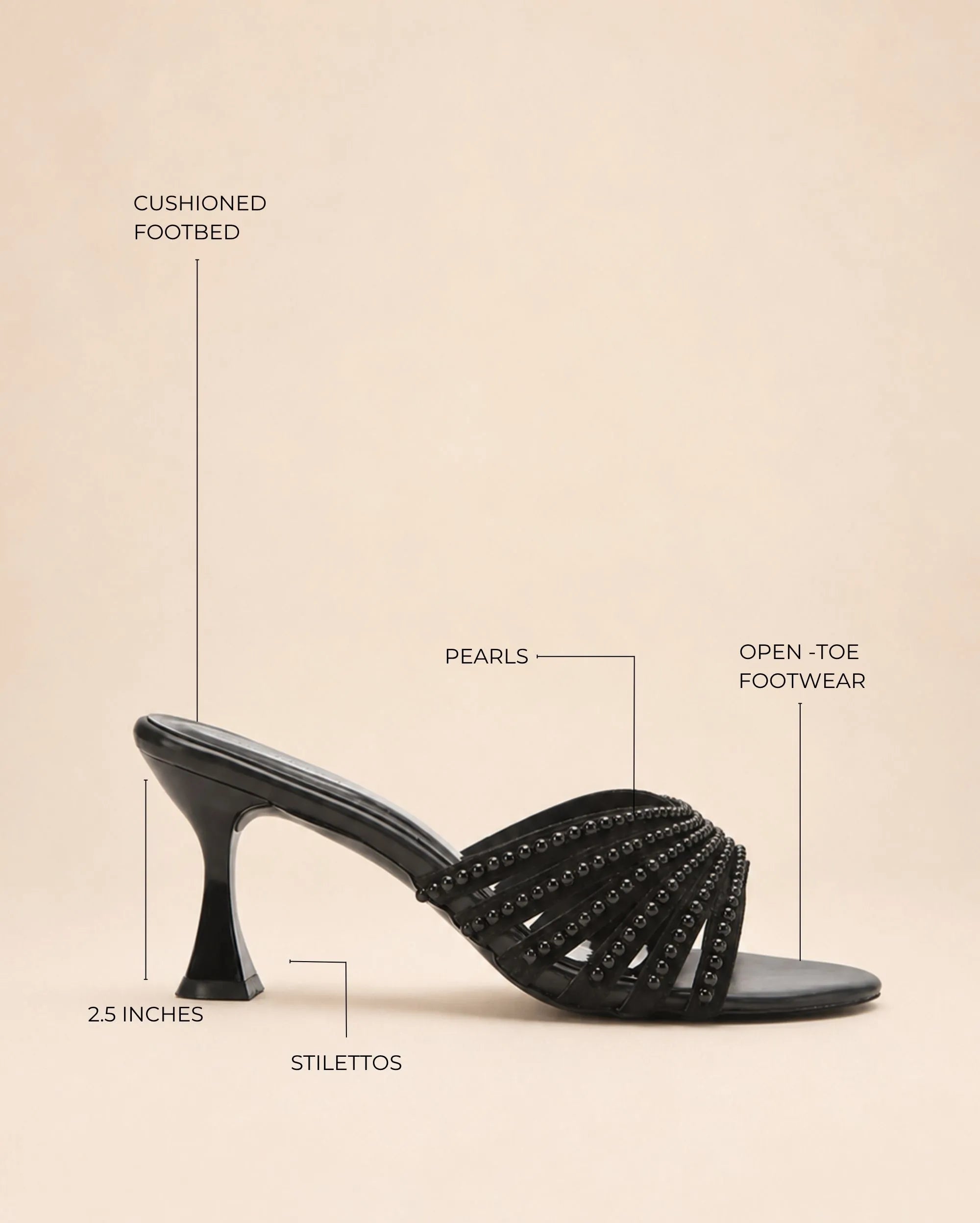 Victoria Pearl Black Heels - Lino Perros