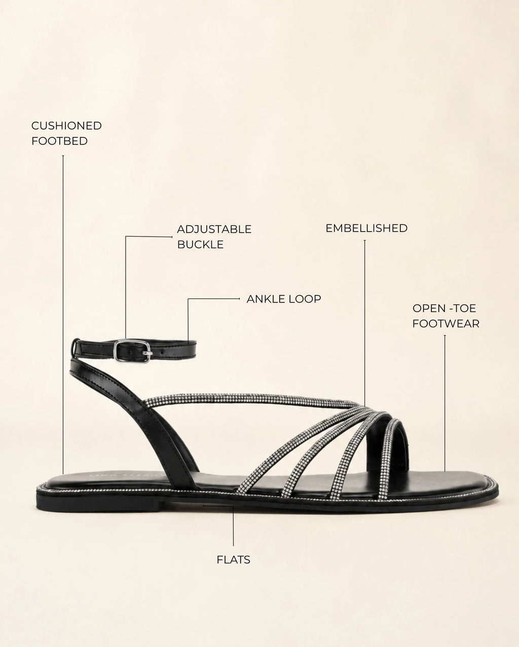 Victoria Ara Black Flats - Lino Perros
