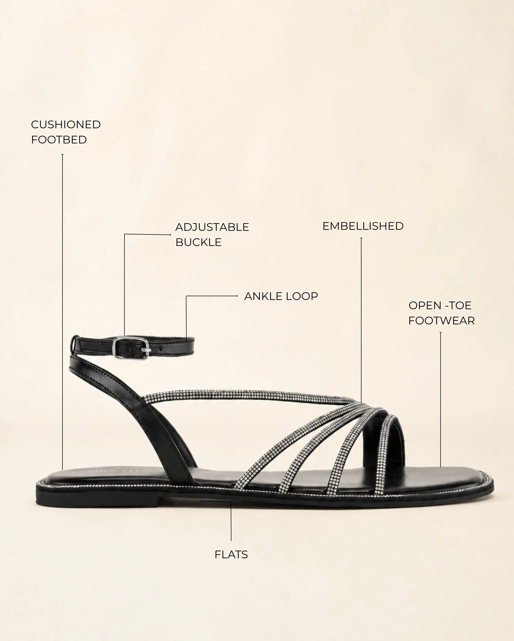 Victoria Ara Black Flats - Lino Perros