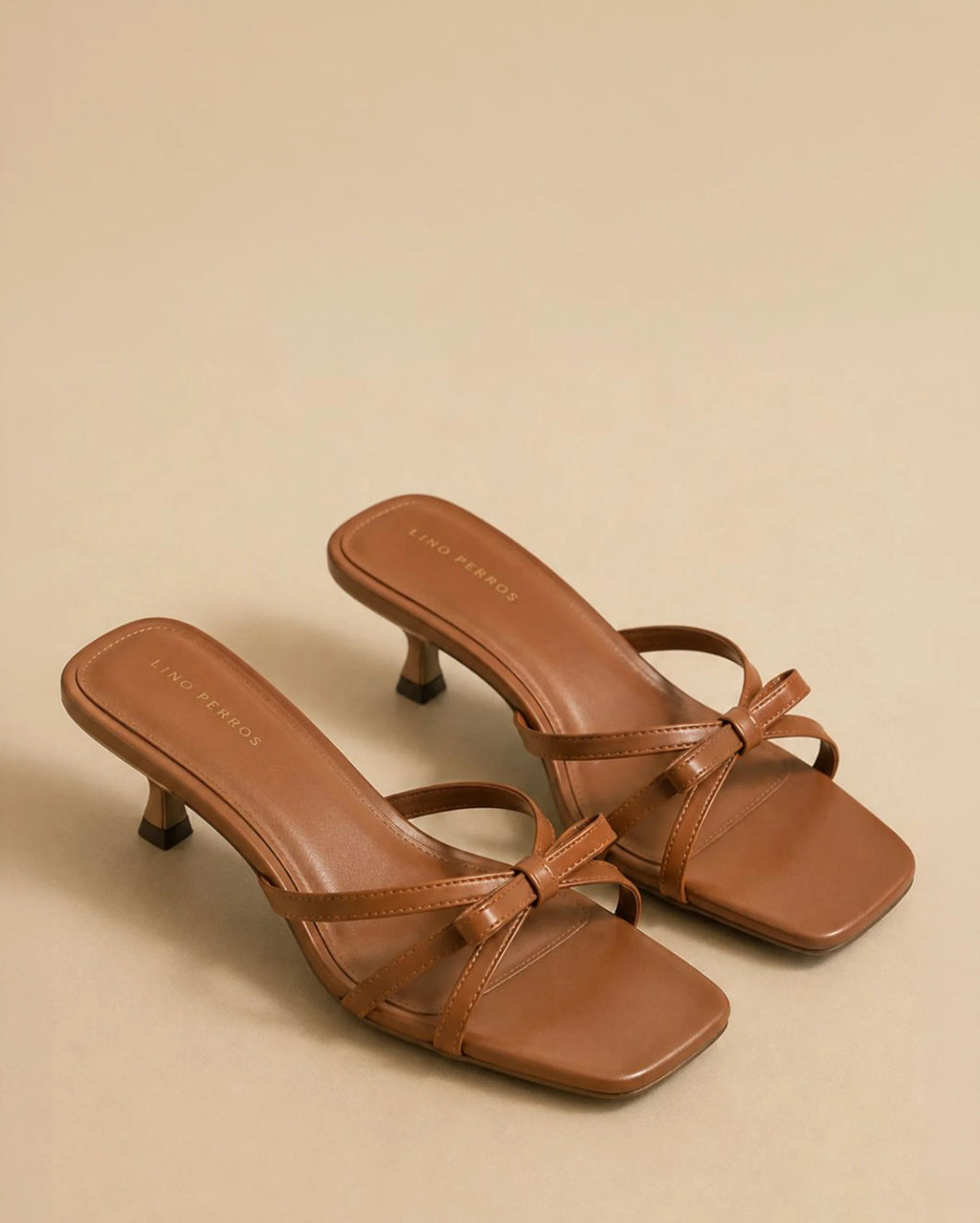 Hepburn Bow Tan Heels - Lino Perros