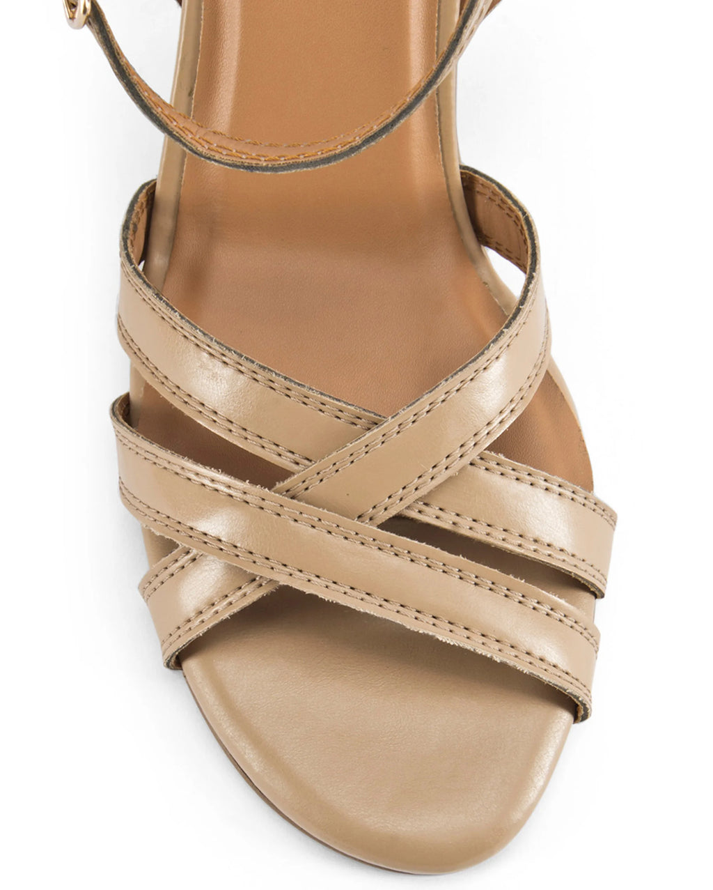 Gabbana Beige Criss-Cross Block Heels - Lino Perros