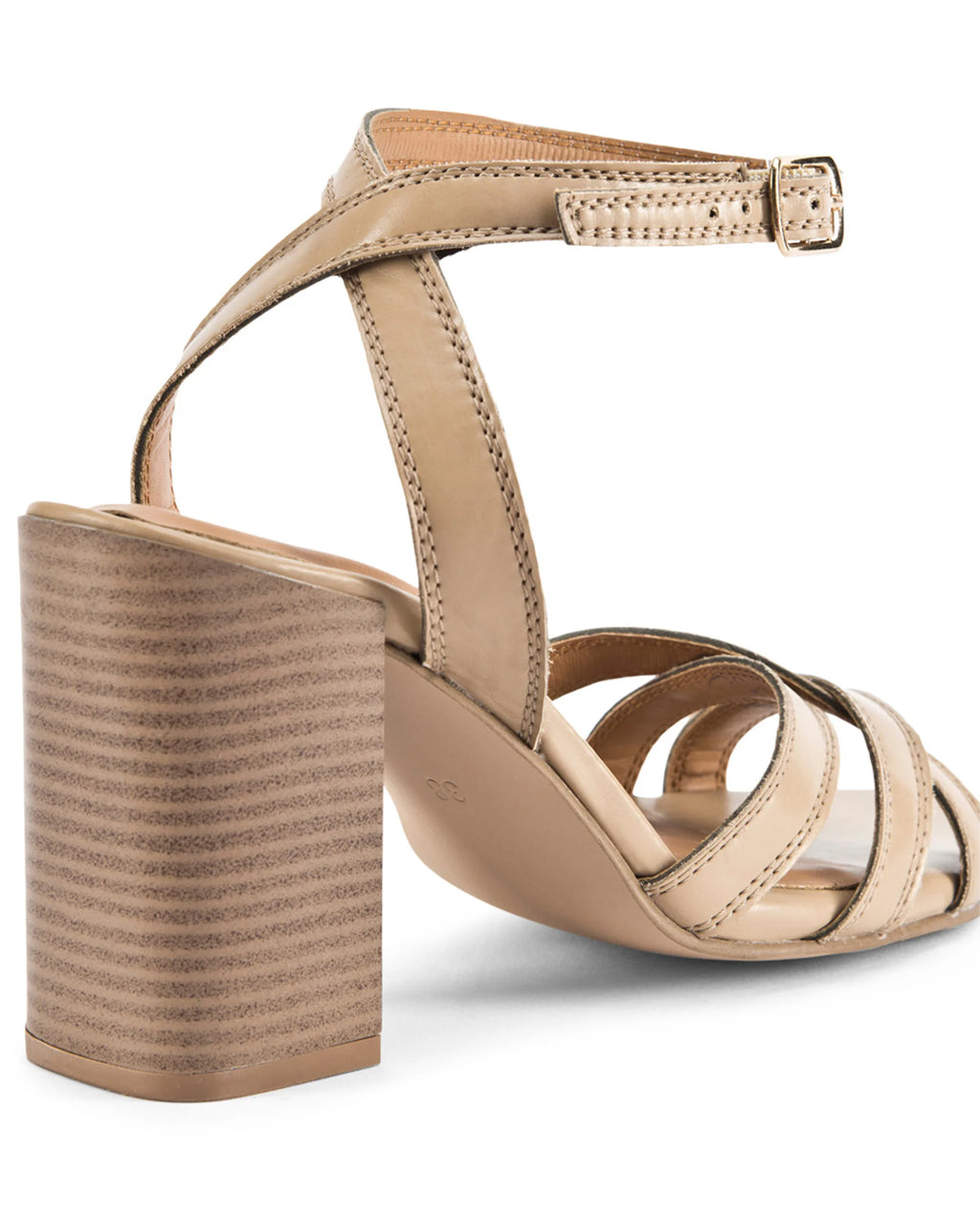 Gabbana Beige Criss-Cross Block Heels - Lino Perros