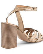 Gabbana Beige Criss-Cross Block Heels - Lino Perros
