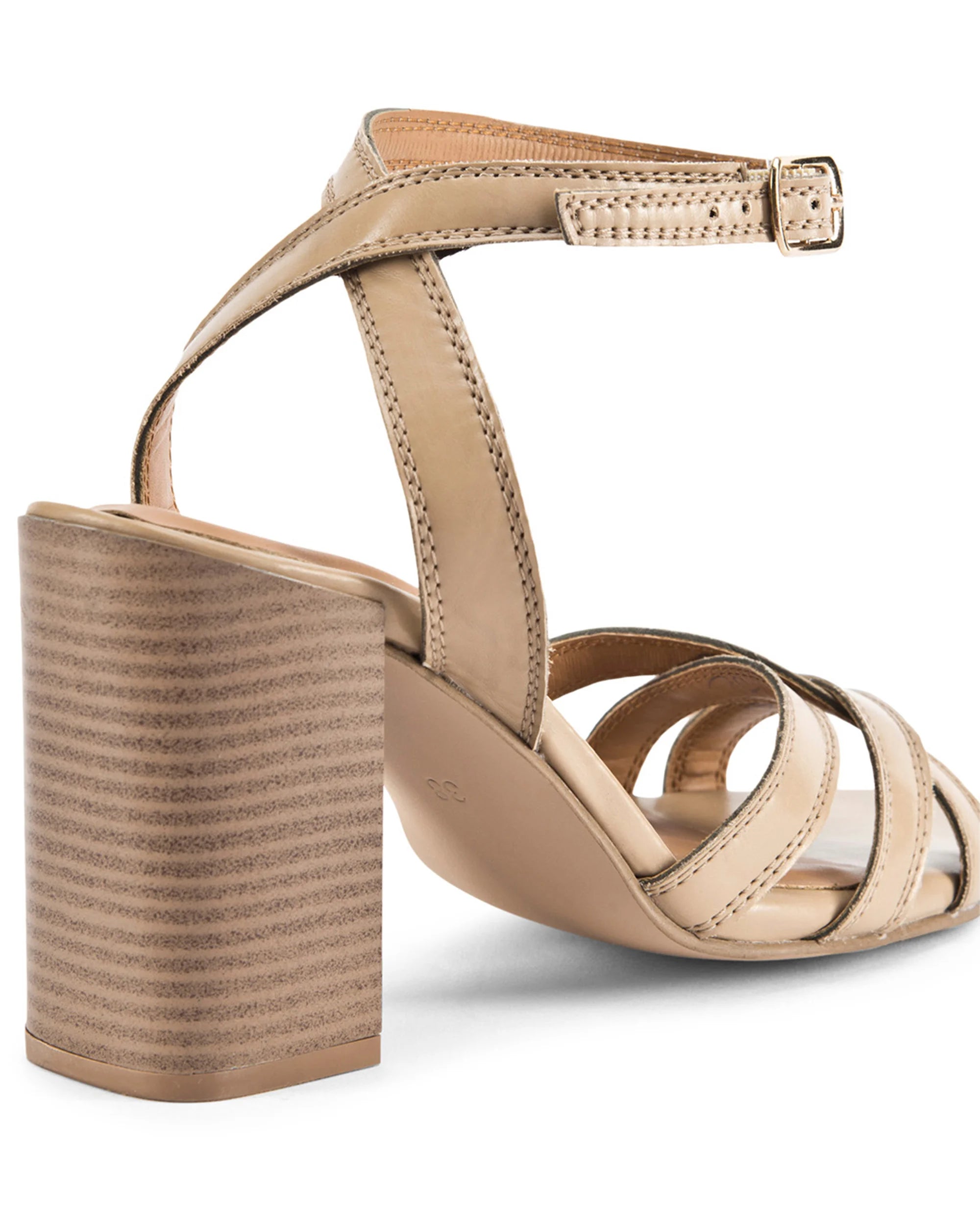 Gabbana Beige Criss-Cross Block Heels - Lino Perros
