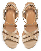 Gabbana Beige Criss-Cross Block Heels - Lino Perros