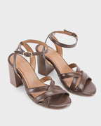 Gabbana Dark Brown Criss-Cross Block Heels - Lino Perros