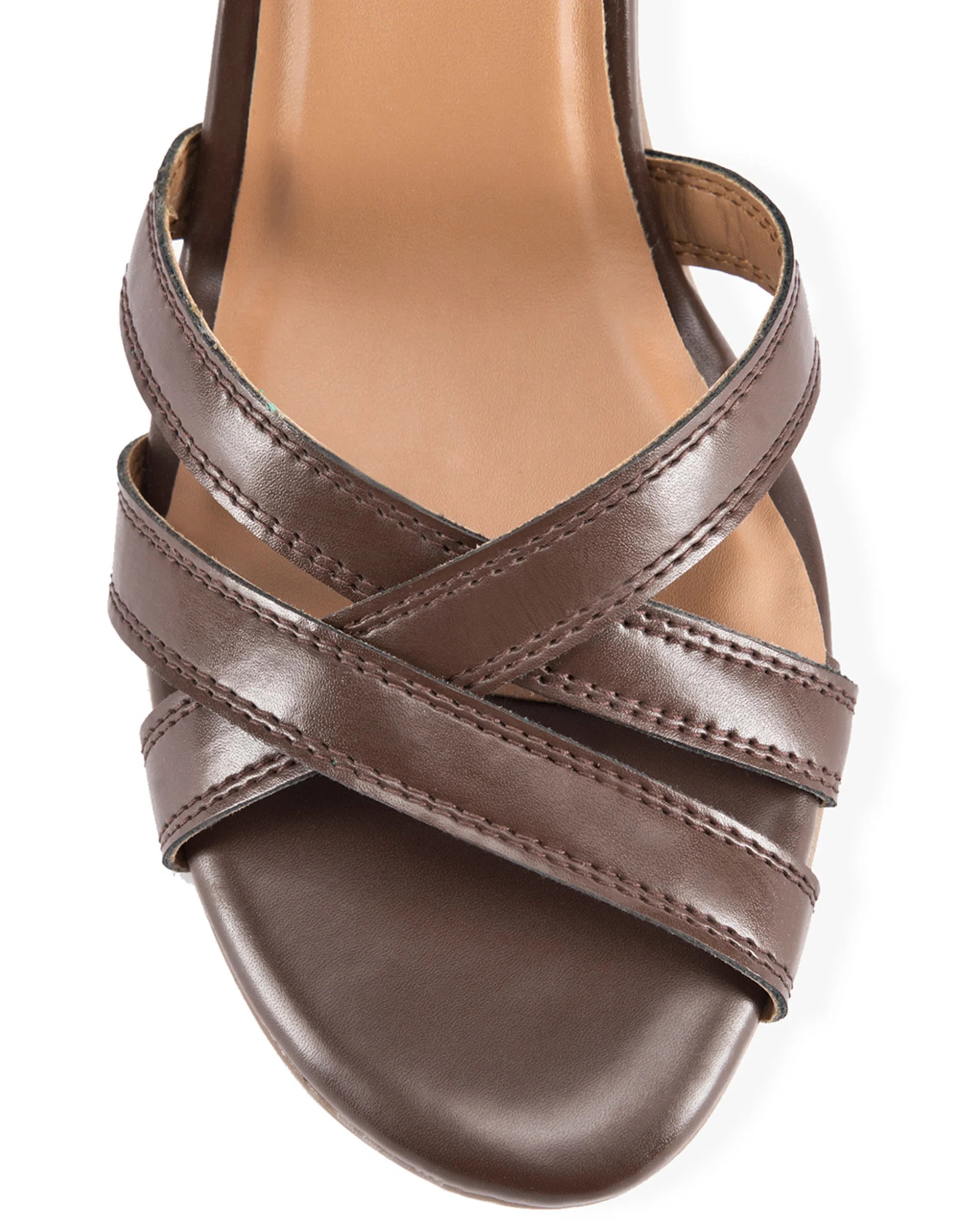 Gabbana Dark Brown Criss-Cross Block Heels - Lino Perros