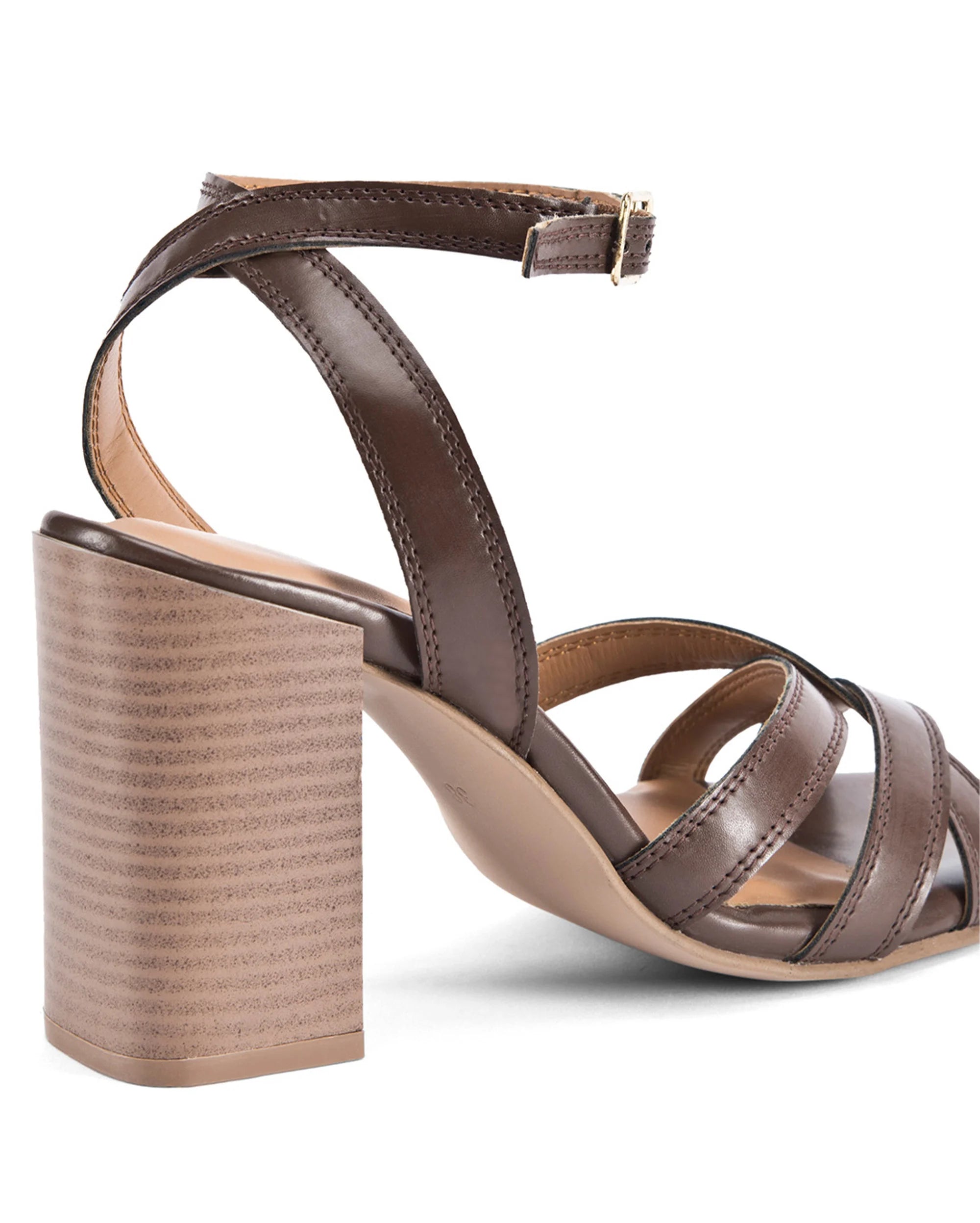 Gabbana Dark Brown Criss-Cross Block Heels - Lino Perros