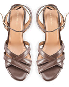 Gabbana Dark Brown Criss-Cross Block Heels - Lino Perros