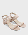 Mary Beige Boho Block Heels - Lino Perros