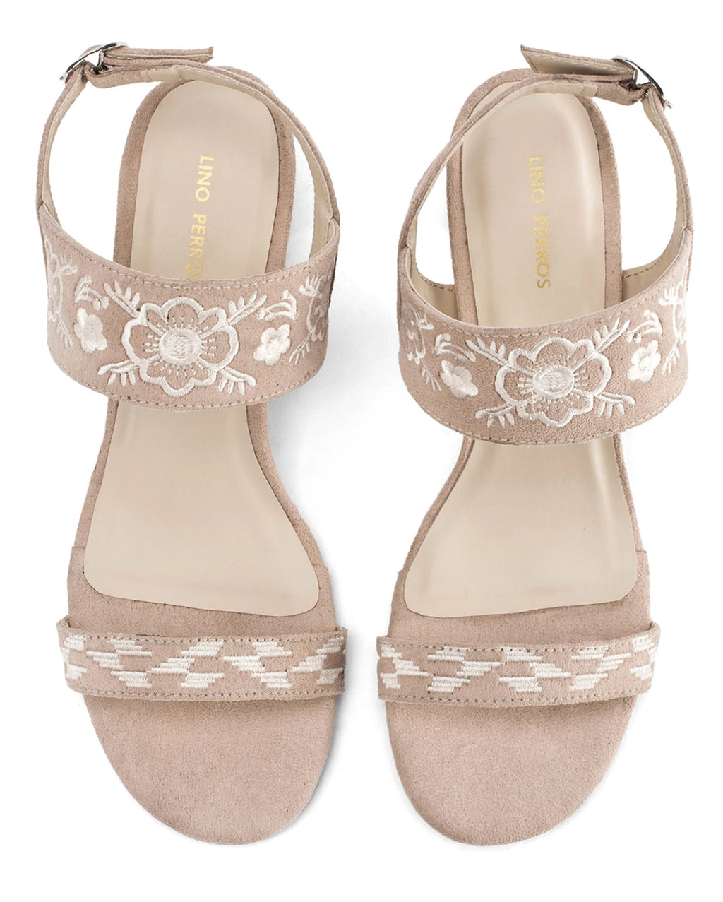 Mary Beige Boho Block Heels - Lino Perros