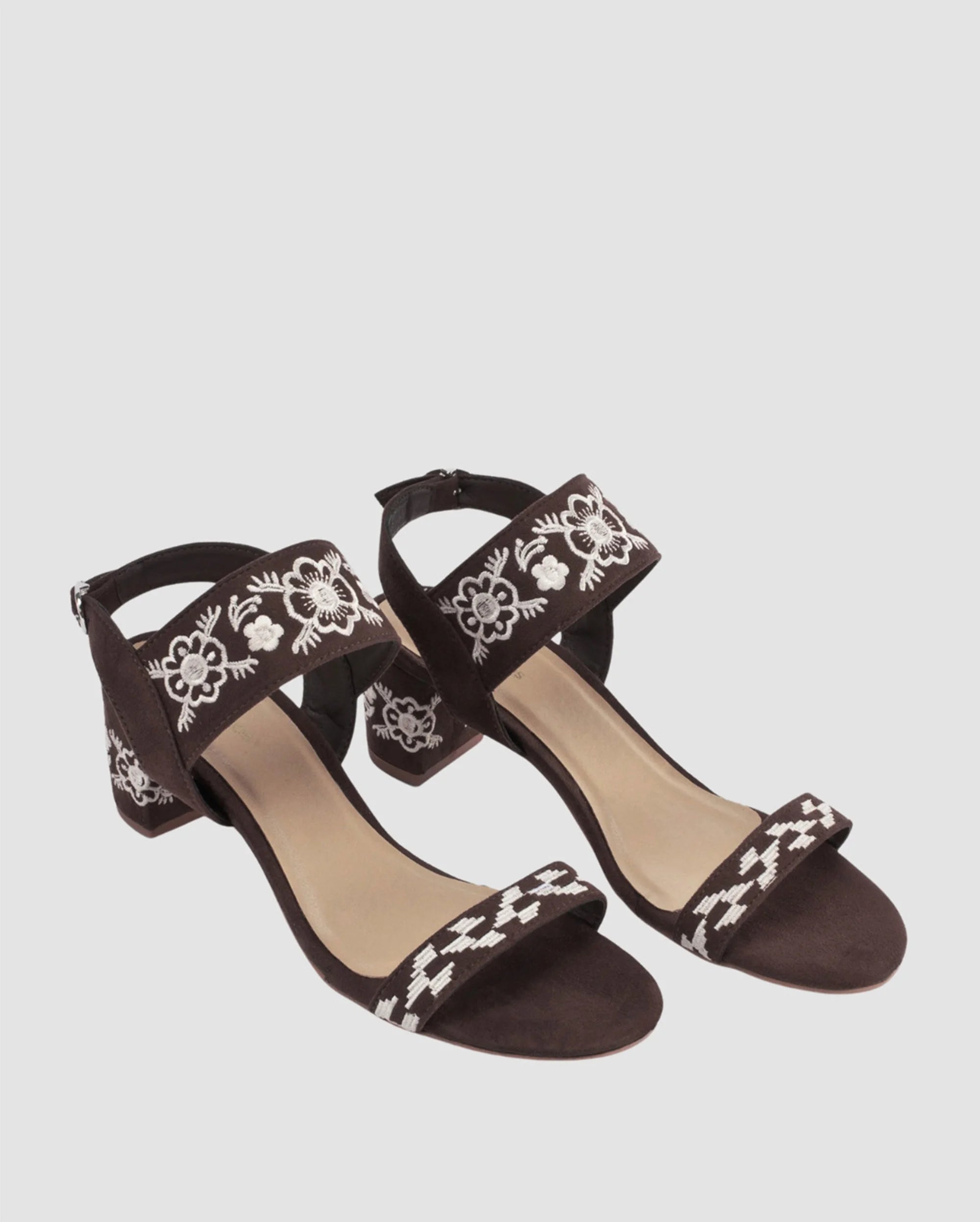 Mary Coffee Boho Block Heels - Lino Perros