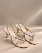 Victoria Beige Starlit Heels - Lino Perros