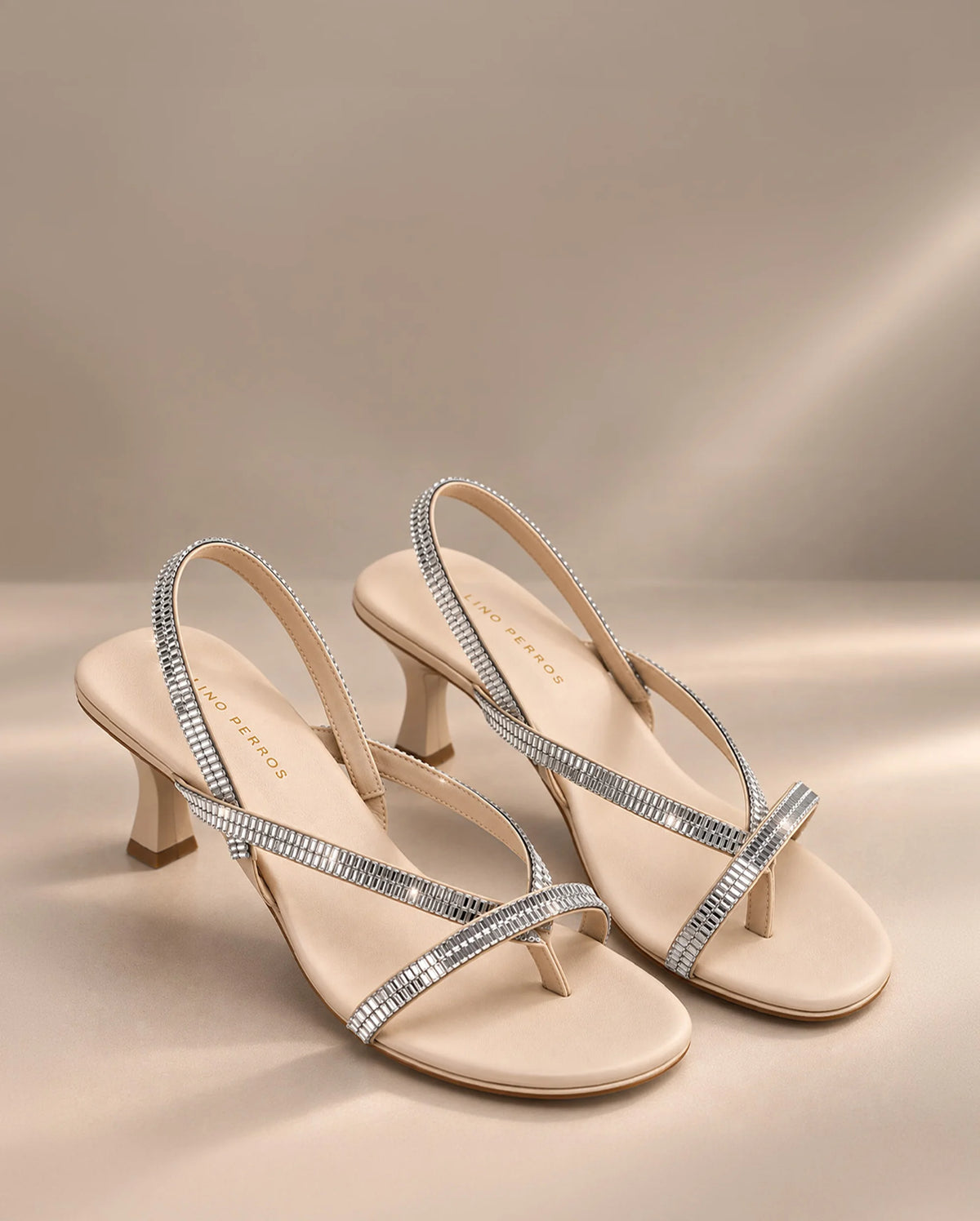 Victoria Beige Starlit Heels - Lino Perros