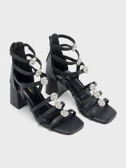 Victoria Black Crystal Gladiator Heels