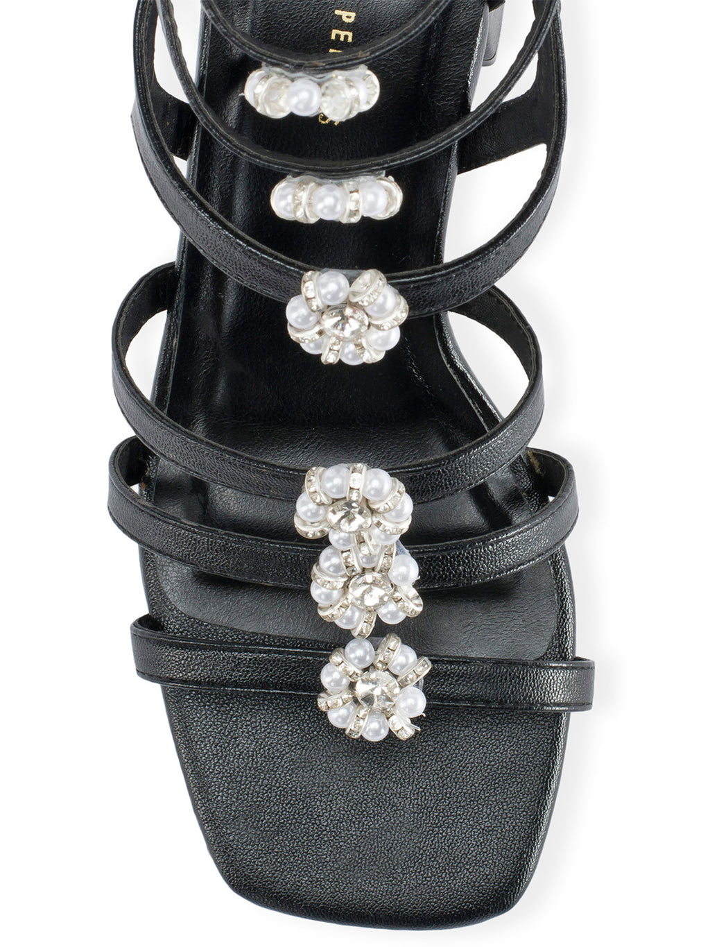 Victoria Black Crystal Gladiator Heels -Lino Perros
