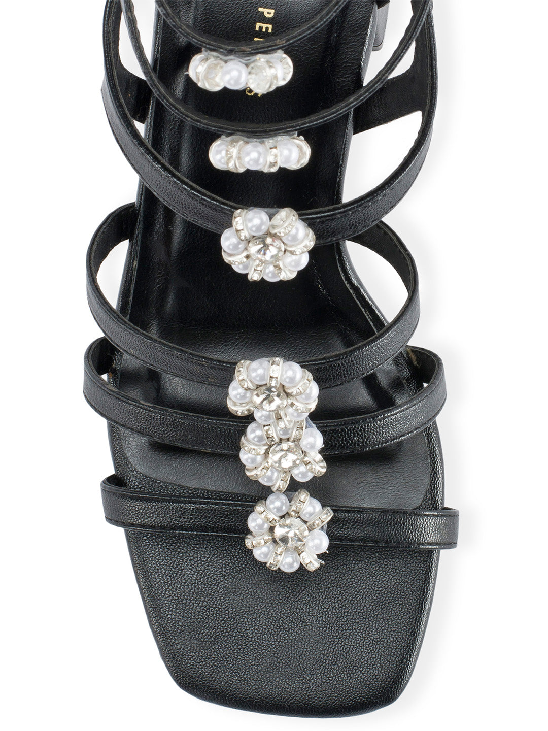 Victoria Black Crystal Gladiator Heels -Lino Perros