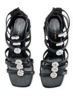 Victoria Black Crystal Gladiator Heels -Lino Perros