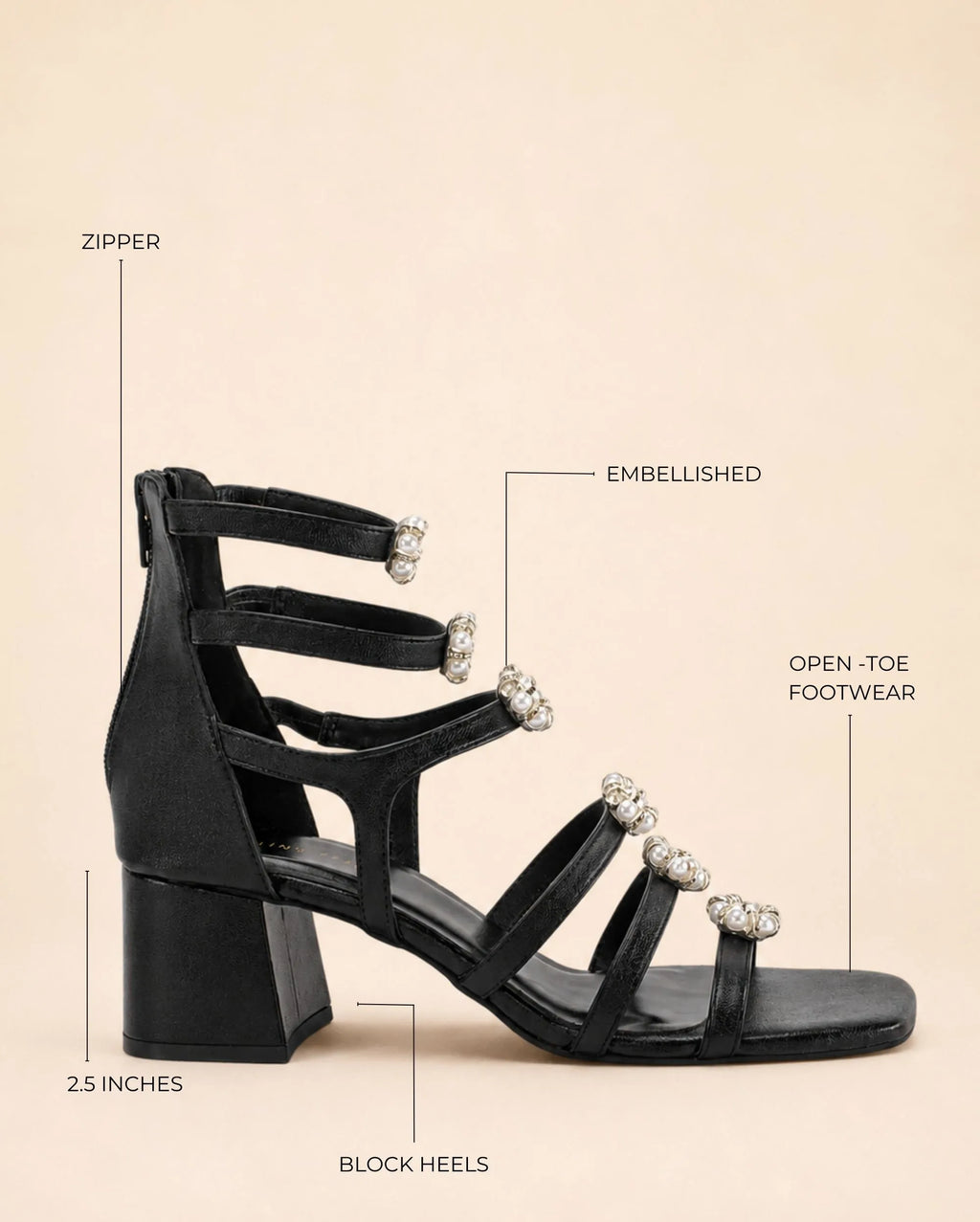 Victoria Black Crystal Gladiator Heels -Lino Perros