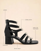 Victoria Black Crystal Gladiator Heels -Lino Perros