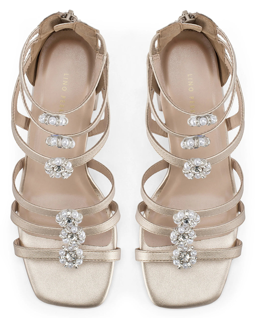 Victoria Gold Crystal Gladiator Heels - Lino Perros
