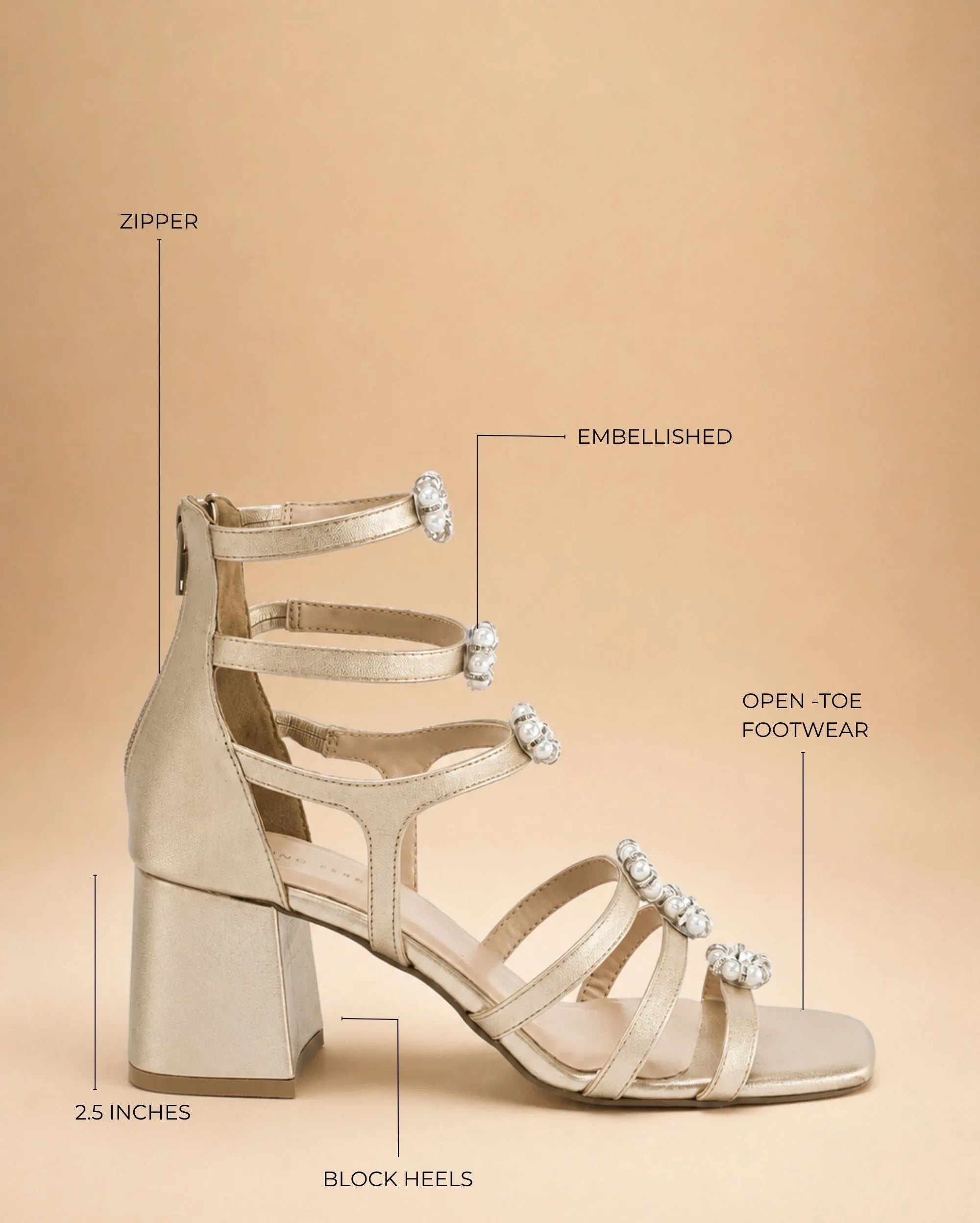 Victoria Gold Crystal Gladiator Heels - Lino Perros