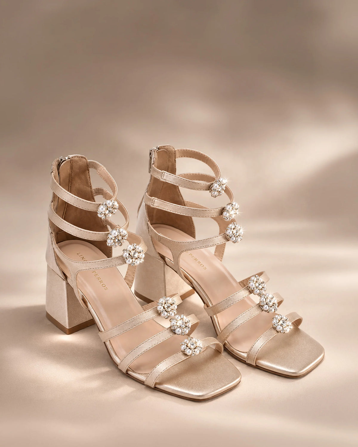 Victoria Gold Crystal Gladiator Heels - Lino Perros
