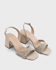 Victoria Beige Pearl Luxe Block Heels
