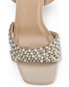Victoria Beige Pearl Luxe Block Heels - Lino Perros