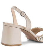 Victoria Beige Pearl Luxe Block Heels - Lino Perros