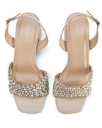 Victoria Beige Pearl Luxe Block Heels - Lino Perros