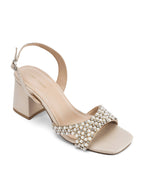 Victoria Beige Pearl Luxe Block Heels - Lino Perros
