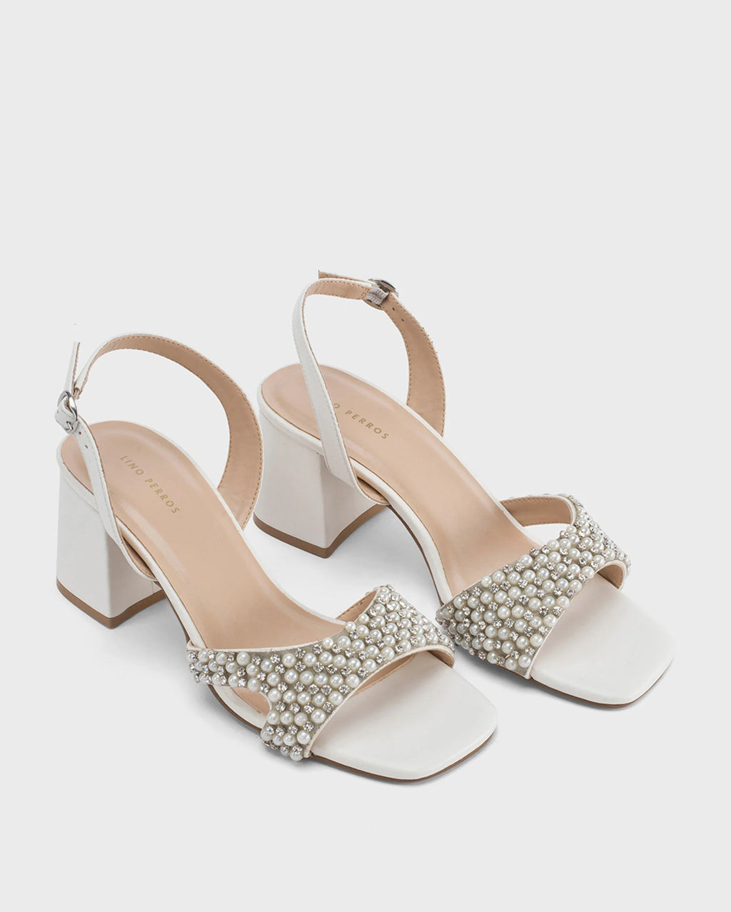 Victoria Off-White Pearl Luxe Block Heels - Lino Perros
