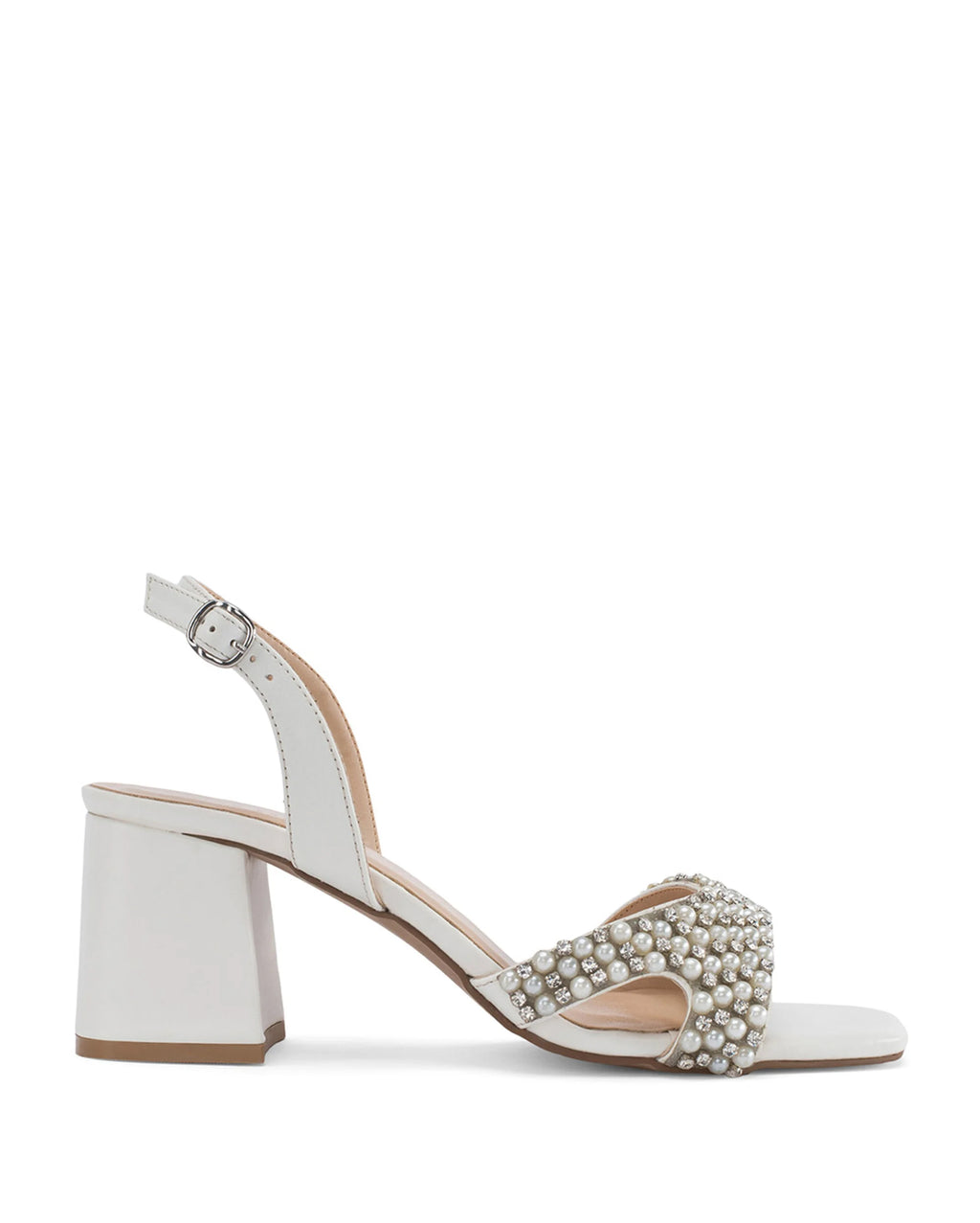 Victoria Off-White Pearl Luxe Block Heels - Lino Perros