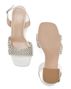 Victoria Off-White Pearl Luxe Block Heels - Lino Perros